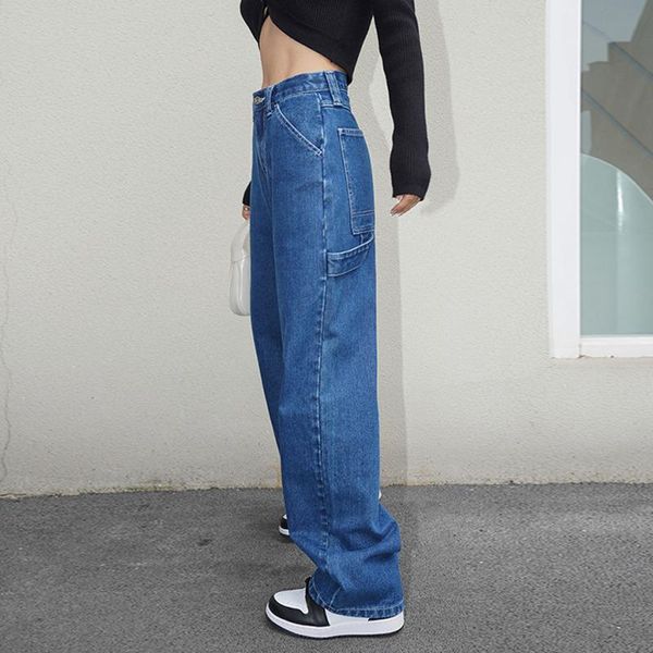 

women's jeans spring wide straight leg woman high waist blue denim pants female baggy mom jean fashion plus size trouser streetwear