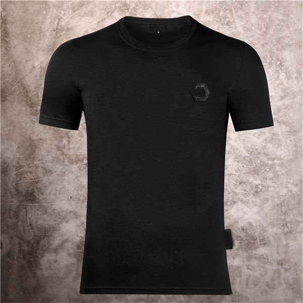 

designer fashion t-shirt chest letter laminated printed short sleeve high street fashion casual polo shirt 100% cotton for men and women@17, White;black