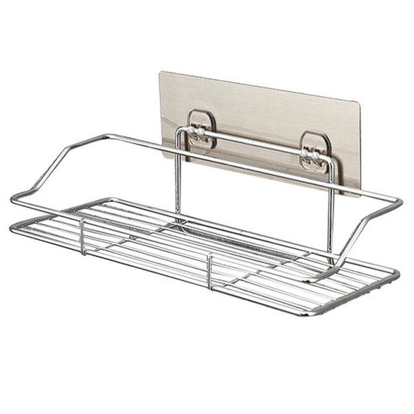 

punch-stainless steel kitchen bathroom storage rack toilet wall hanging shelf gluing basket shelves