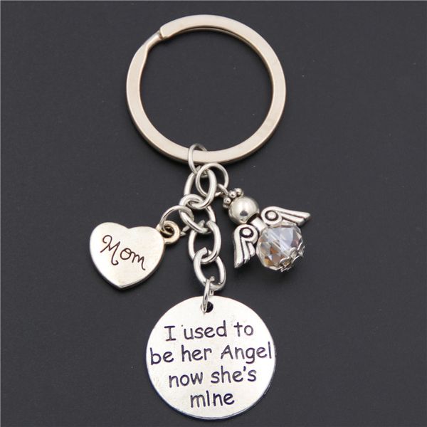 

10pcI Used To Be Her His Angel Charms Key Ring Mom Dad Memorial Keychain Mother Father Gift
