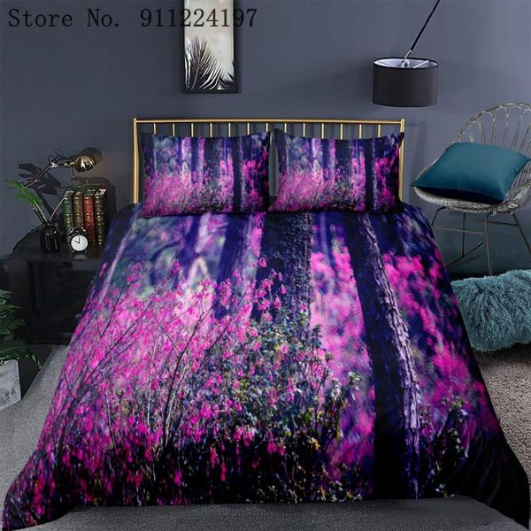 

bedding sets 3d forest printing duvet cover microfiber set single double  king size light bed linen sheet 2/3pcs home textile
