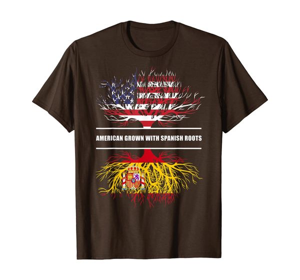 

american grown with spanish roots t-shirt spain tee, White;black