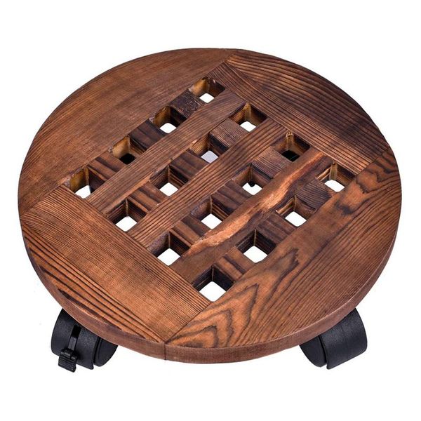 

inch/25cm wood flower pot removable tray plant holder stand base with wheels planter flowers mover plate planters & pots