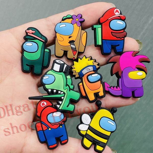 

100pcs anime comic sasuke soft pvc shoe charms jibtz for clog babe accessories cartoon shoes ornaments decorations as promotional gift a06, White;pink