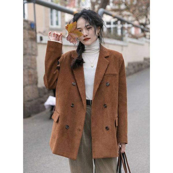 

corduroy suit coat female corduroy casual autumn and winter version, Black;brown