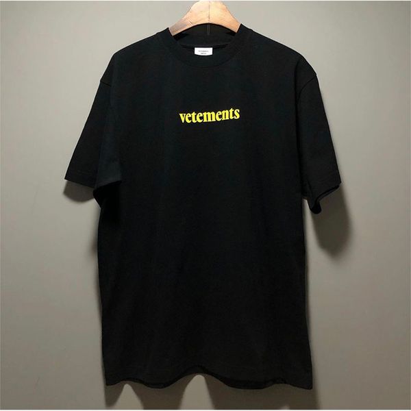 

women men casual oversize vetements t shirt big tag patch short sleeve black white orange vetements t-shirts c0325, White;black