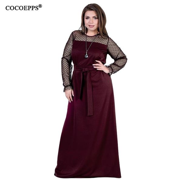 

casual dresses cocoepps 2021 lace plus size long dress for woman vintage floor-length maxi elegant evening party vestido 6xl, Black;gray