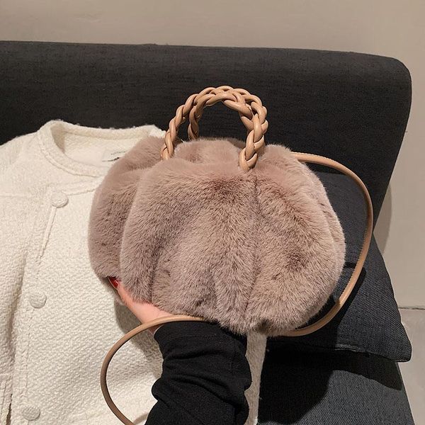 

evening bags fashion plush shoulder bag women simple all-match crossbody winter cloud handbags female design phone pack