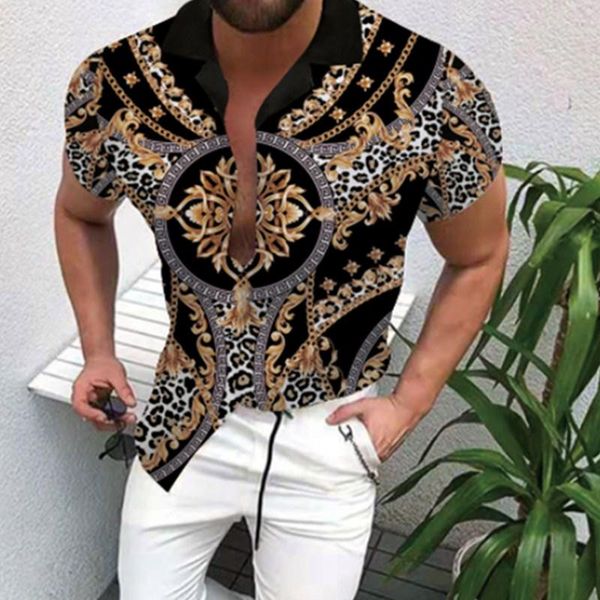 

men's casual shirts 2021 summer mens shirt long sleeve turn-down collar printing chemise fashion men slim buttoned cardigan, White;black