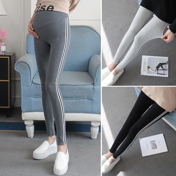 

maternity bottoms pregnant women's pants wear 2021 autumn style trendy mother leggings stomach lift nine points trousers sports, White