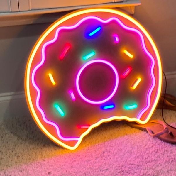 

other lighting bulbs & tubes bitten donut neon sign lights multicolored wall decor fexible led light restaurant home room