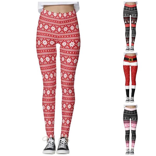 

women's pants & capris christmas santa claus snowman snowflake leggings skinny for yoga running pilates gym high waist, Black;white