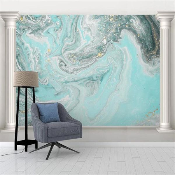 

milofi custom 3d printing mural blue sea inhabited by rivers marble pattern bedroom living room home decoration background wall wallpapers