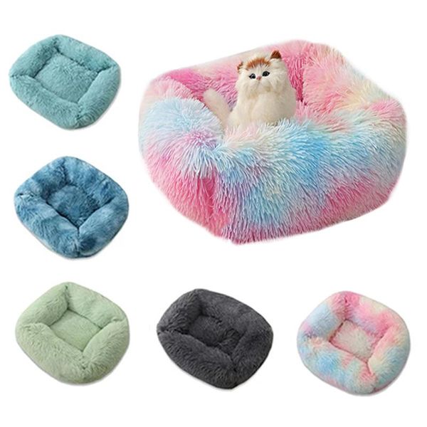 

kennels & pens round dog bed house warm fleece winter kennel long plush pet cats beds for puppy cushion supplies