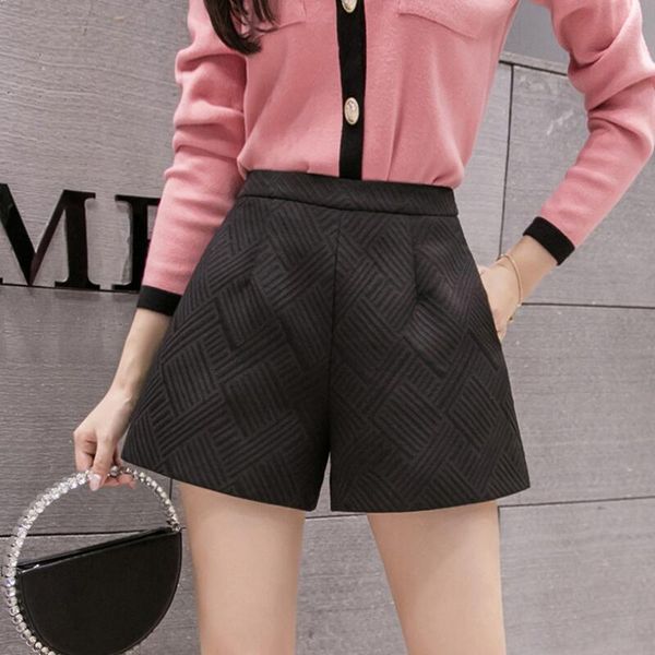 

women's shorts 2021 women comfortable casual female elegant high waist autumn winter slim wide leg a-line j523, White;black
