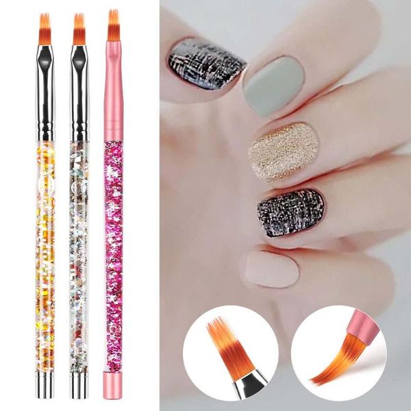 

nail brushes crystal brush tool liquid quicksand pen holder painting flower blooming flat head light therapy painted drawing, Yellow