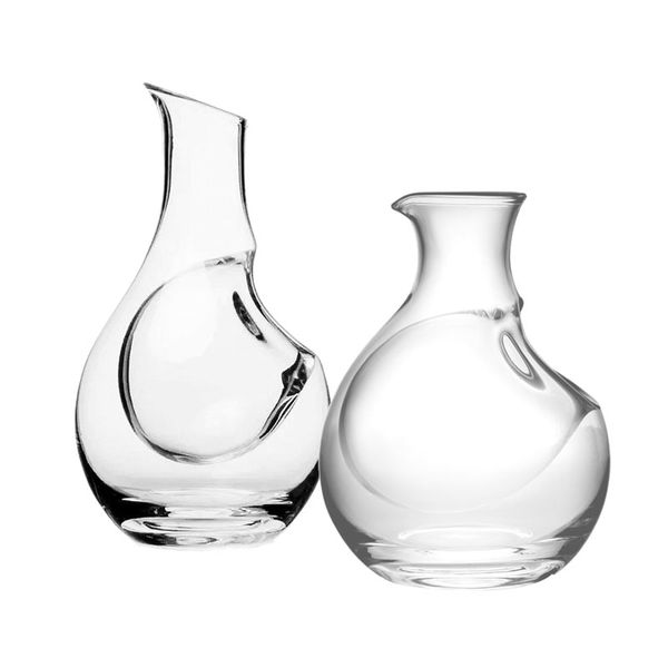 Flask de bolso de vidro transparente Flask japonês Decanter de vinho do servidor frio de saquê com compartimento de gelo para restaurante em casa 9oz