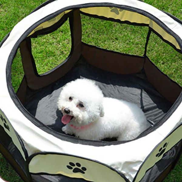 

pets folding house cage removable mesh shade cover portable dog cat bed tent playpen puppy kennel octagonal fence outdoor supply kennels & p