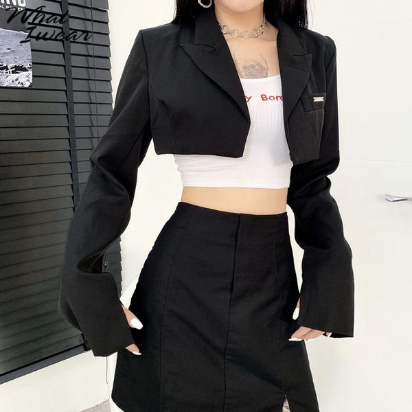

women's jackets women casual chic coat office lady button long sleeve jacket fall 2021 kpop crop turn-down collor ropa de mujer clothin, Black;brown