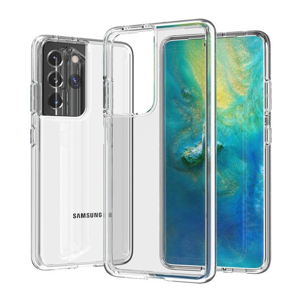 Custodie per telefoni trasparenti ibride glitterate per Samsung Galaxy S21 Ultra S20 Plus Note 20 S 21 Accessori per cover rigide antiurto trasparenti