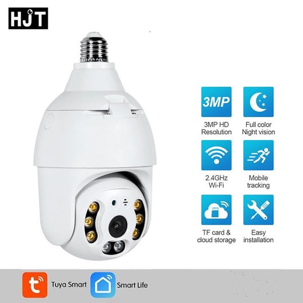 

lamp head security camera 3mp motion detection night vision two way audio tf card mobile outdoor tracking ptz wifi ip cameras