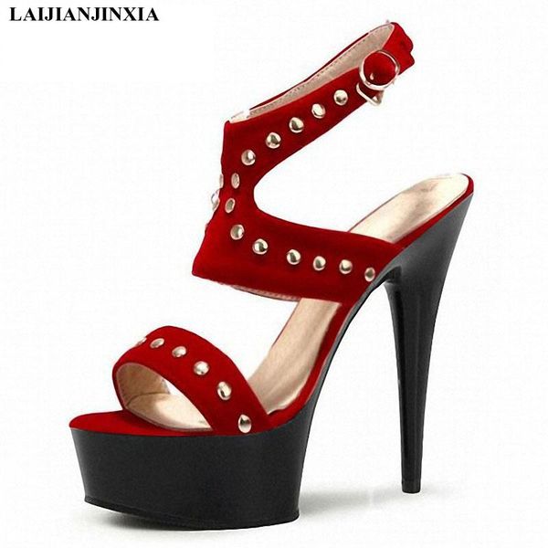 

dress shoes laijianjinxia clear heels women summer sandals high rivets size 12 for runway, Black
