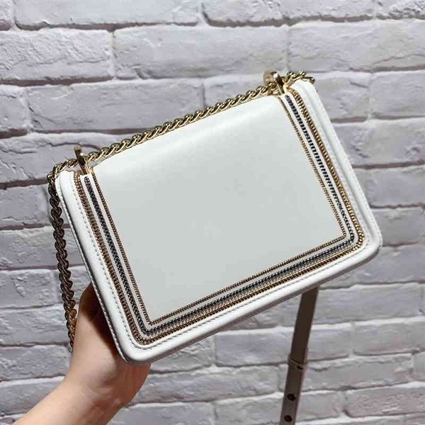 

designer bagsspring/summer 2021 new small square bag inlaid with iron chain leather rimmed female tofu bag shoulder crossbody grayluxury bag