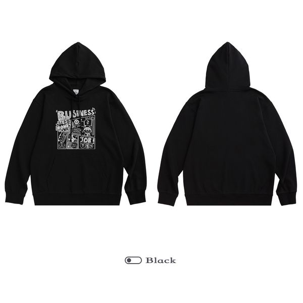 

black hooded loose sweater men's new autumn winter thin american coat tid0e brand plush thick hoodie