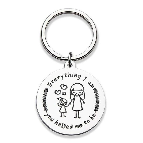 

10pieces/lot keychain birthday gifts for mom mother from daughter son everything i am you helped me to be mother day gifts presents, Silver