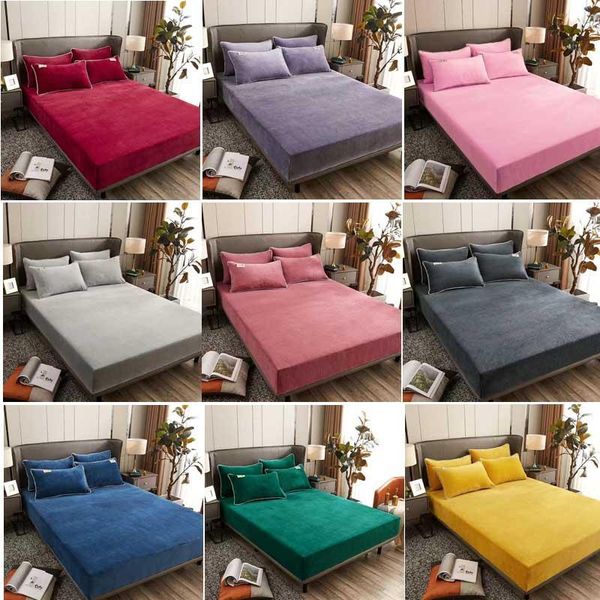 

sheets & sets winter warm solid flanel elastische band hoeslaken matrashoes super zachte queen king size laken en cases sheet