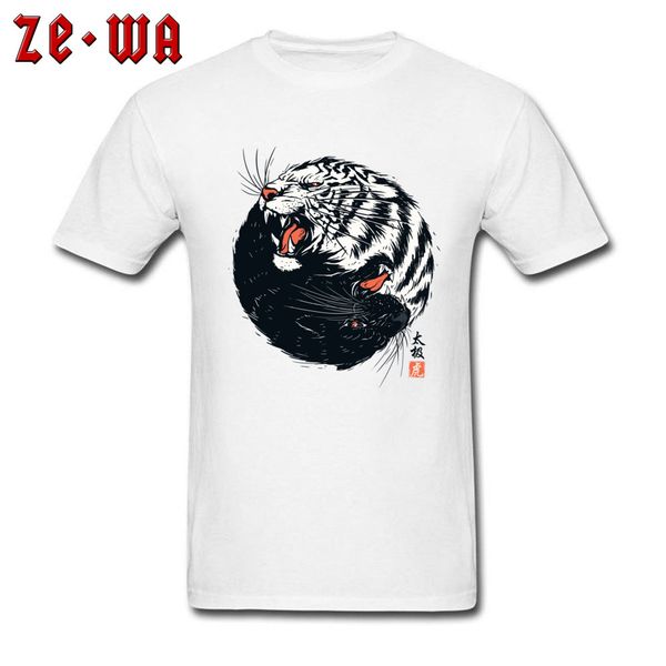 

ccccsportSummer/Autumn O-Neck Male Top T-shirts Taichi Tiger Graphic Men Tee Shirts Sweatshirts Yin Yang Painting Print T Shirt Mens, White