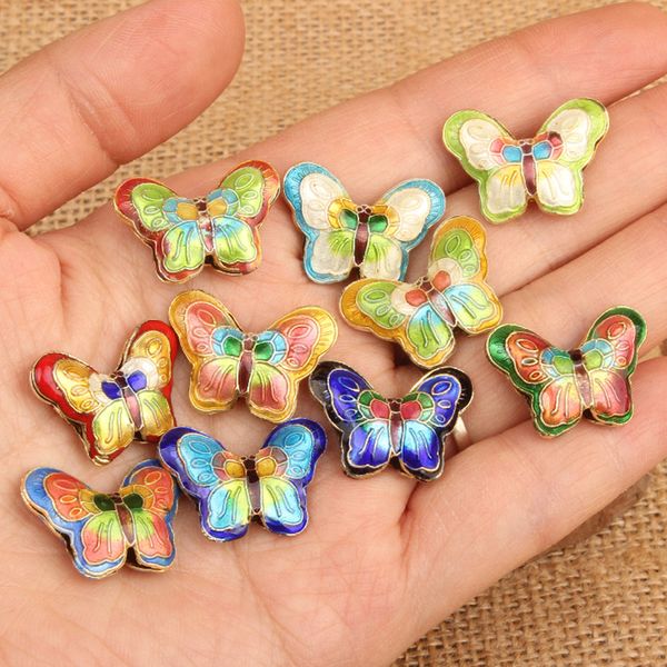 10pcs chineses cloisonne esmalte colorido diy butterfly beads jóias fazendo acessórios por atacado Brincos joias de pulseira de colar