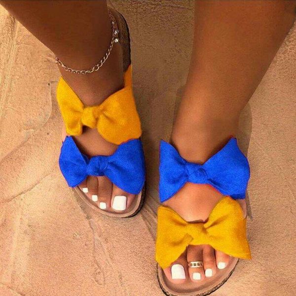 

slippers summer women's sandals bow ladies beach open toe female fashion lightweight walking shoes size 35-43, Black
