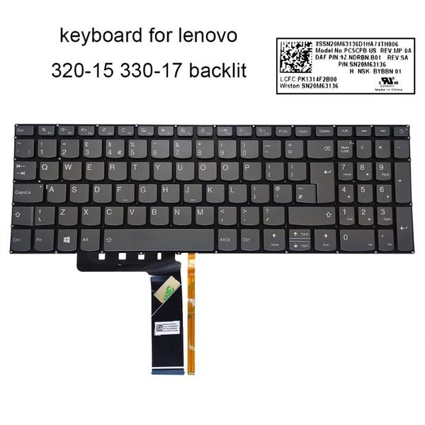 

uk backlight keyboard for lenovo ideapad 320 15 320-15ikb 15ast 15isk 320-17ikb pc5cpb-us sn20m63136 gb lapkeyboards new