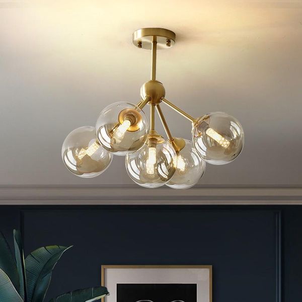

modern glass ball chandelier led dining room molecular lamp bedroom restaurant nordic living foyer chandeliers