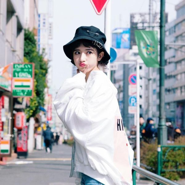 

fashion solid color cotton iron ring bucklet hats fisherman fishing folding hat for women cap visor outdoor sun e4s4 wide brim, Blue;gray