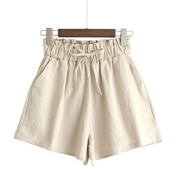 

women's shorts women high waist short beach style fashion summer casual loose cotton linen feminino, White;black