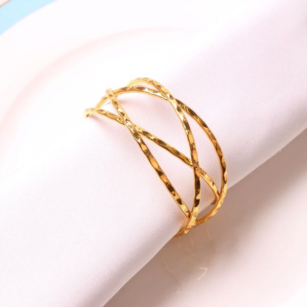 

napkin rings 6pcs woven circular ring buckle electroplating cross cloth