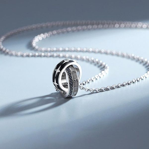 

pendant necklaces men's trendy brand wild boys light luxury niche design sense hip hop accessories for boyfriend, Silver