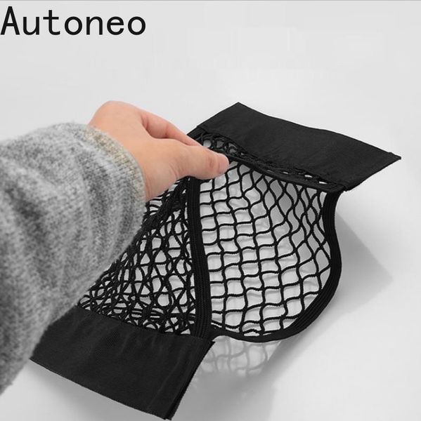 

car organizer for auto truck luggage seat back elastic string storage pocket net bag portable double mesh 25cm*40cm