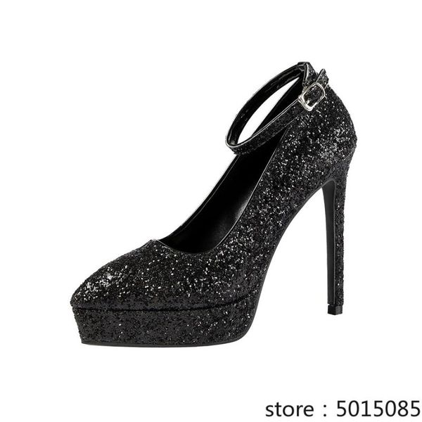 

dress shoes 13cm pumps high-heeled with pointed toes and shallow mouth, one word waterproof platform, women's, Black