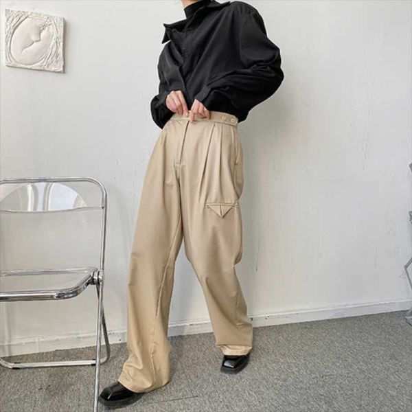 

men's pants spring/summer asymmetric design classic simple loose casual large size straight, Black