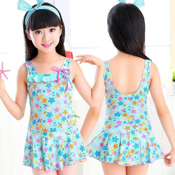 

one-piece suits little girls swimming dress children summer swimsuit clothes beach seaside swimwear floral