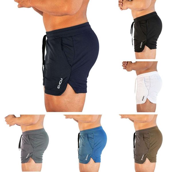 

sports shorts 2021 men's running fitness training swimwear three point lace up side slit beach jogging pants sportwear, White;black