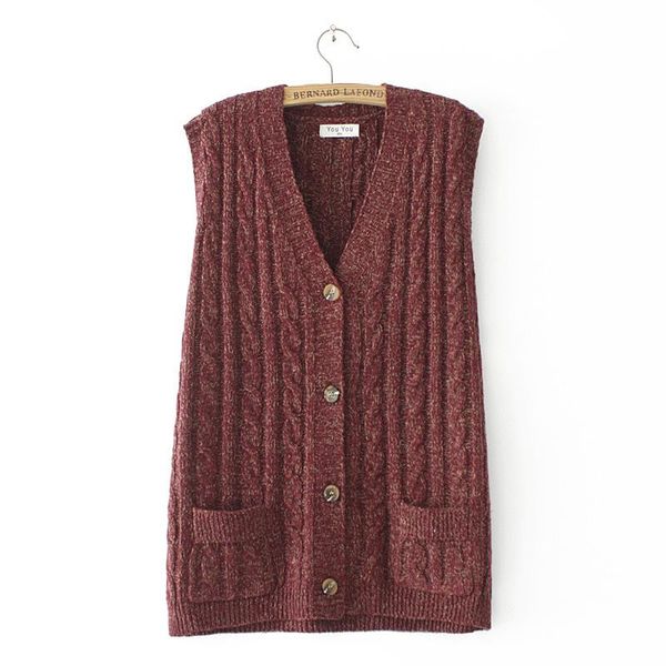 

women's vests 2xl/4xl v neck women sleeveless cardian autumn winter loose knitwears female twist oversize jumper knit sweater vest k14, Black;white
