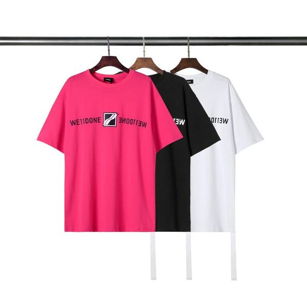 

men's t-shirts 2021 we11done logo t-shirt summer men women 1:1 classic simple welldone loose oversized short sleeves, White;black