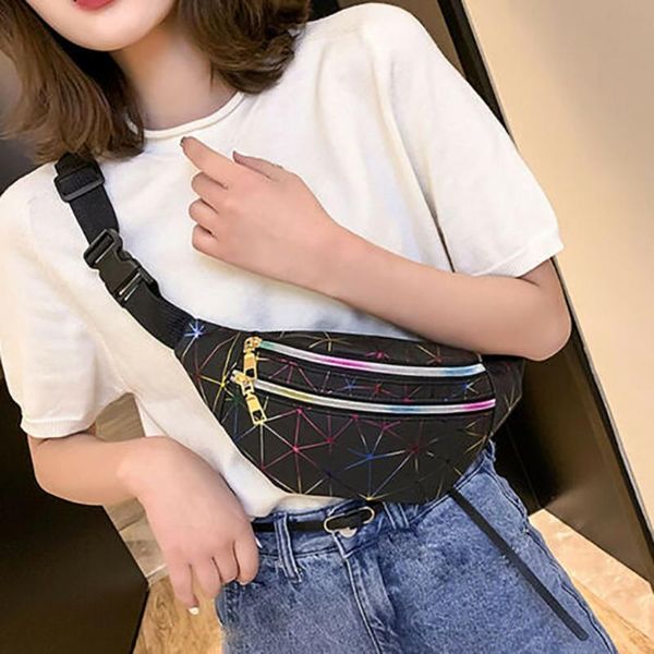 

chest bag pu leather small pouch belt shopping waist packs patchwork purse zipper closure waterproof adjustable straps bags