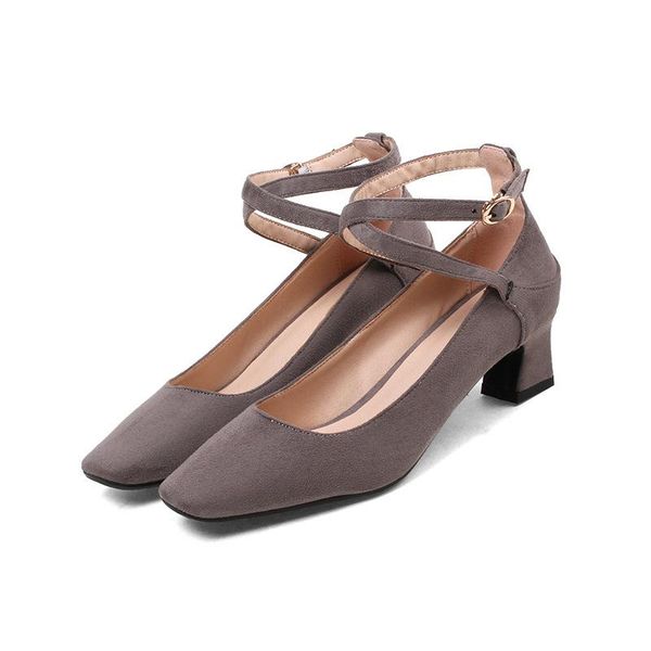 

women party shoes high heel retro pumps med heels square toe zapatos mujer designer buckle style 2021 plus size 43 42 3red pink dress, Black