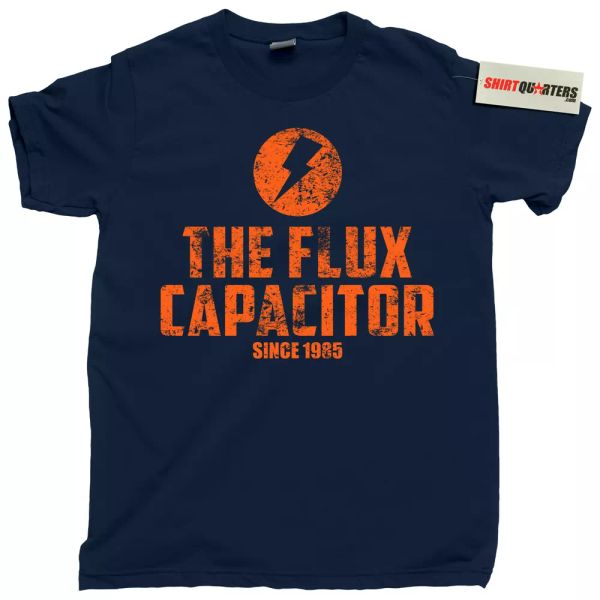 

Back to the Future 2 3 trilogy Marty McFly Doc Brown Flux Capacitor tee t shirt, White;black