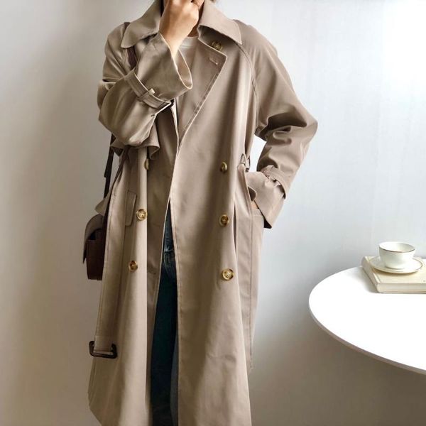 

women's trench coats women winter coat oversized jacket windbreaker, Tan;black